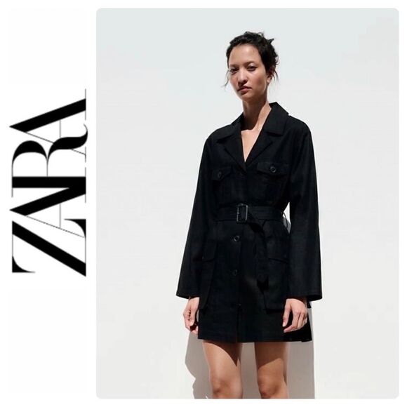 NWT Zara Linen Blend Belted Jacket, Size XS - Picture 1 of 16